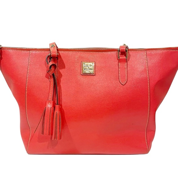 Dooney & Bourke Red Saffiano Large Maxine Tote Shoulder Bag - Picture 1 of 9